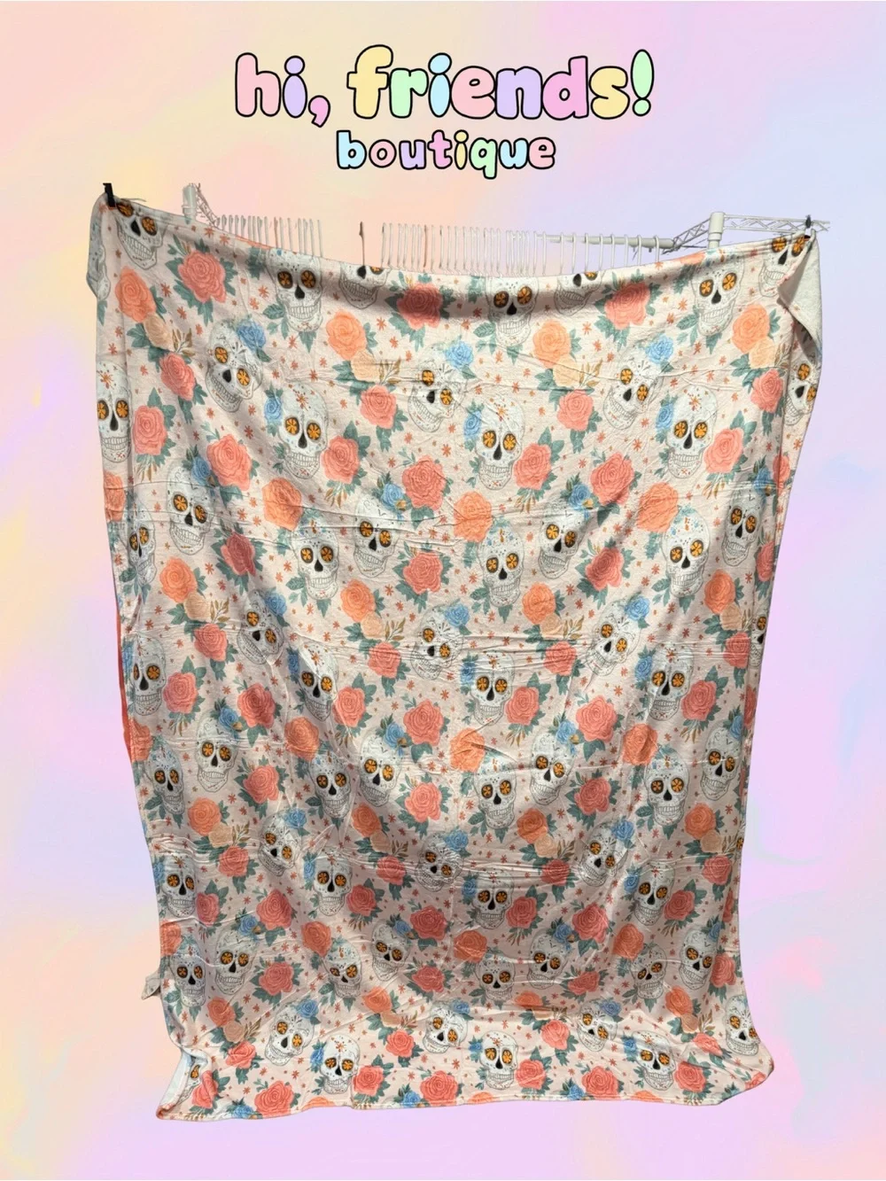 Floral Skull Throw Blanket